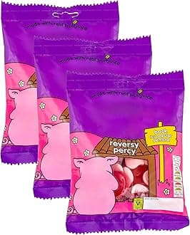 Set of 3 x 150g Reversy Pig Jelly Sweets, Soft Fruit Flavour Gums with Fruit Juice, Vegan, 450g