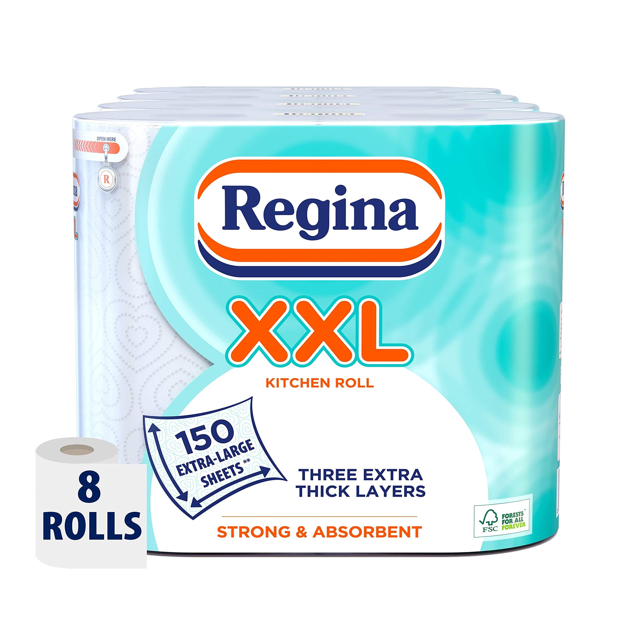 Regina XXL Kitchen Roll, 8 Rolls, 600 Extra Large Sheets