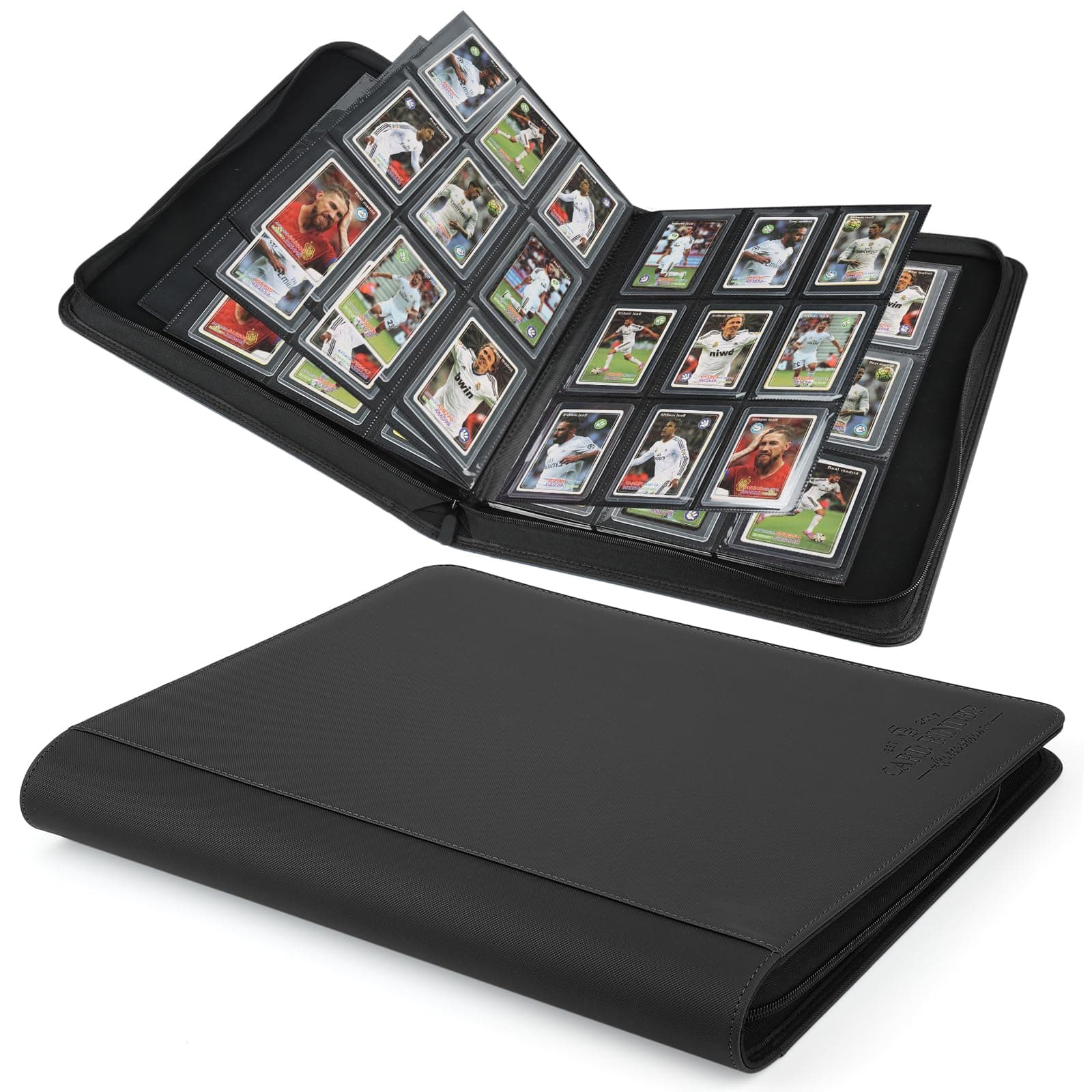 Toploader Binder,Toploader Hard Cases, 9-Pocket Pages Sleeves Hold up 288 Cards.Toploader Card Binder with Sleeves for “3×4” rigid,Card Holder(black)