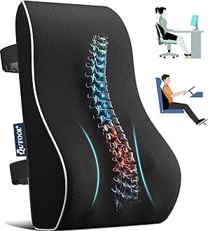 QUTOOL Lumbar Support Pillow for Office Chair Car Memory Foam Back Cushion Large Back Support Pillow for Computer, Gaming Chair, Recliner Double Adjustable Straps
