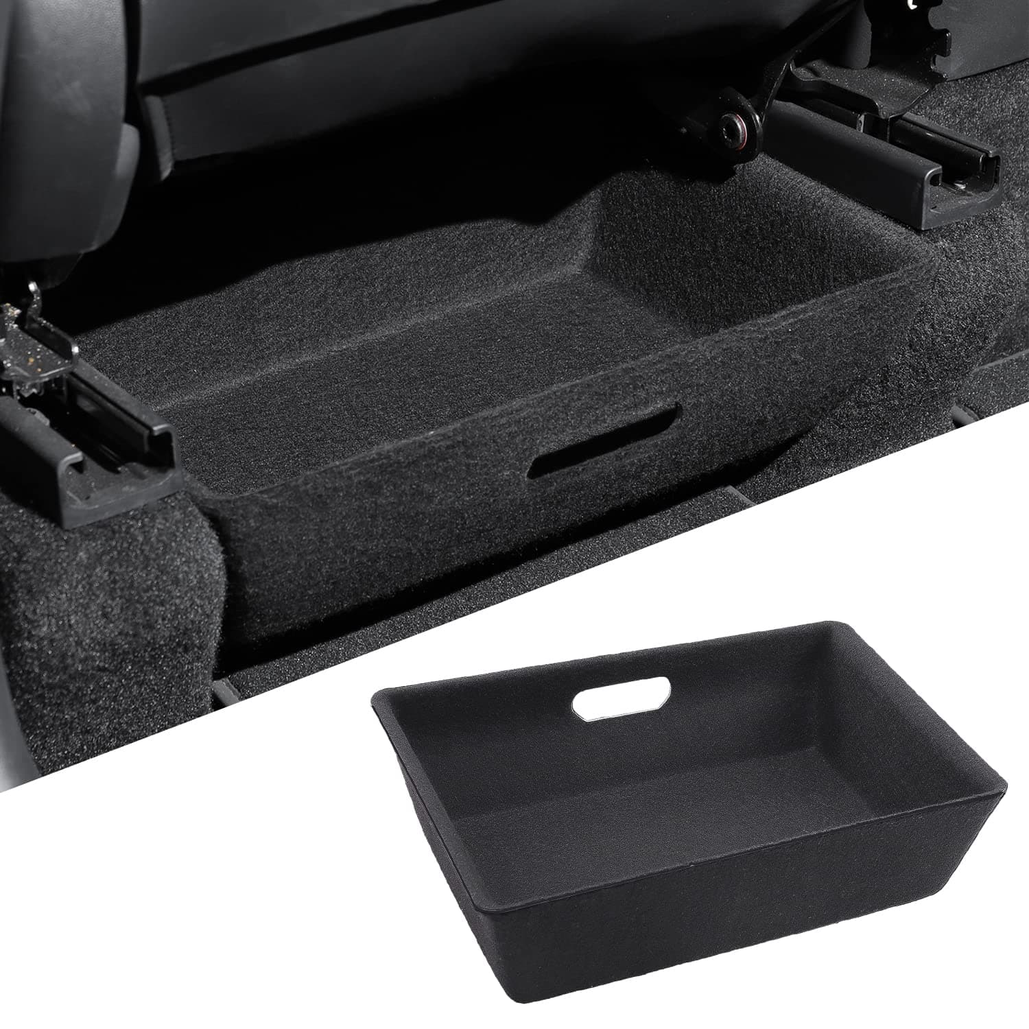 DIBMS Under Seat Storage Bins Compatible with 2016-2023 Tesla Model Y Underseat Hidden Storage Box Organizer Tray Cubby Container Tesla Model Y Accessories Upgrade Material ABS Felt Texture