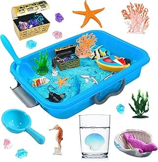 Ocean Sensory Bin, Ocean Sensory Water Toys with Sea Animal for Toddlers Boys and Girls, Kids Toys Gift Sand Box for Age 3 4 5 6 7 8