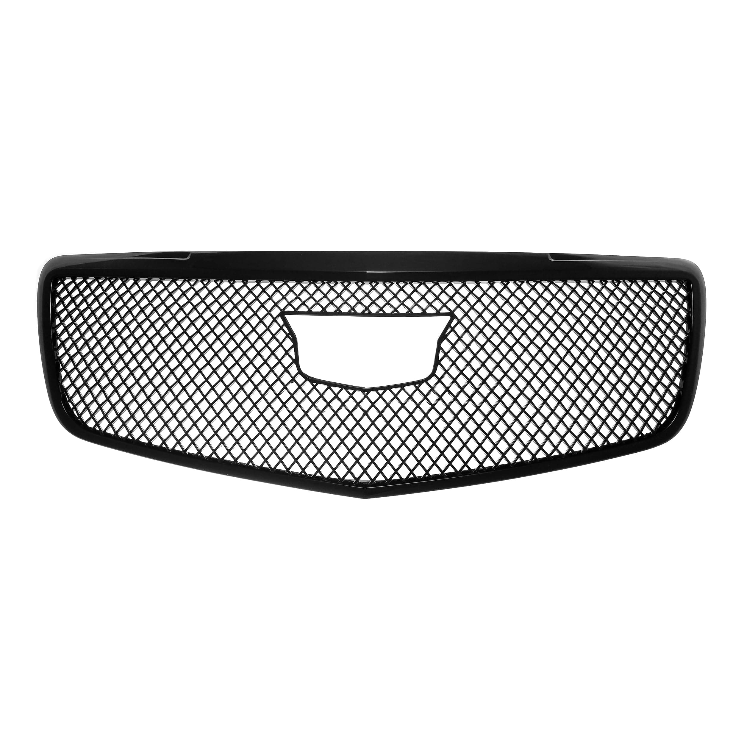 Trim Illusion Front Hood Grille Overlay Cover Insert Accessory Compatible with 15-19 Cadillac ATS, Tape-On, Gloss Black Finish