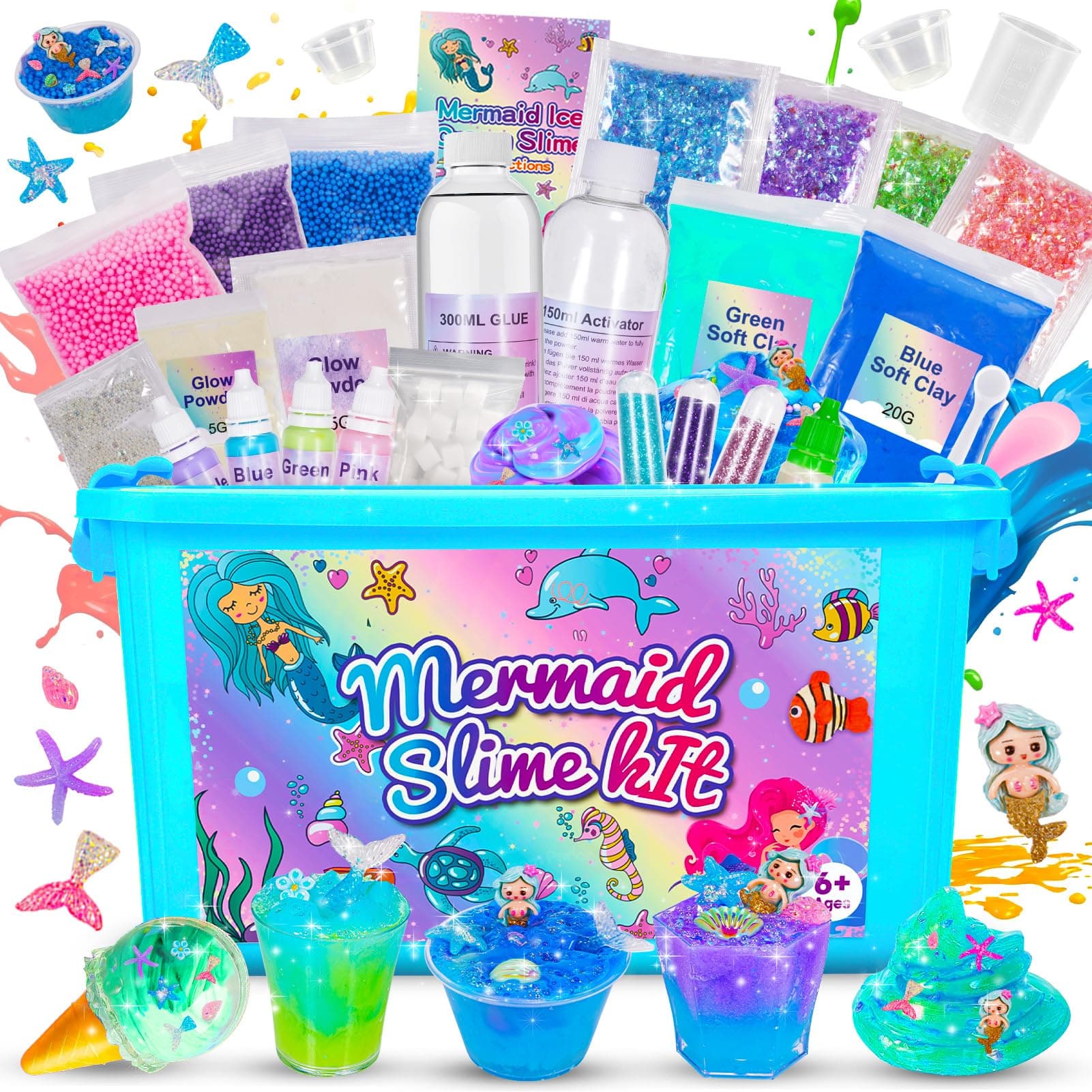 Slime Kit, 6 7 8 9 10 11 Year Old Girl Gifts Slime Making Kit for Girls Toys for 6-12 Year Old Boys Girl Craft Kits for Kids Age 6-12 for Kids Make Your Own Ice Cream Slime Set
