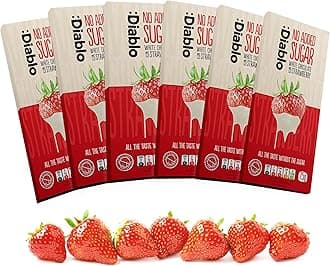 Diablo No Added Sugar White Chocolate with Strawberry – No Added Sugar Chocolate Bar Sweetened with Stevia, Gluten Free, Ideal for Any Occasion, Birthdays, Valentines, or Gift Hampers, 75g (Pack of 6)