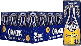 Orangina - Citrus Sparkling Juice Beverage - Light Pulp - Original Imported European French Recipe - No Artificial Ingredients - (Pack of 24) (11.2oz Can)