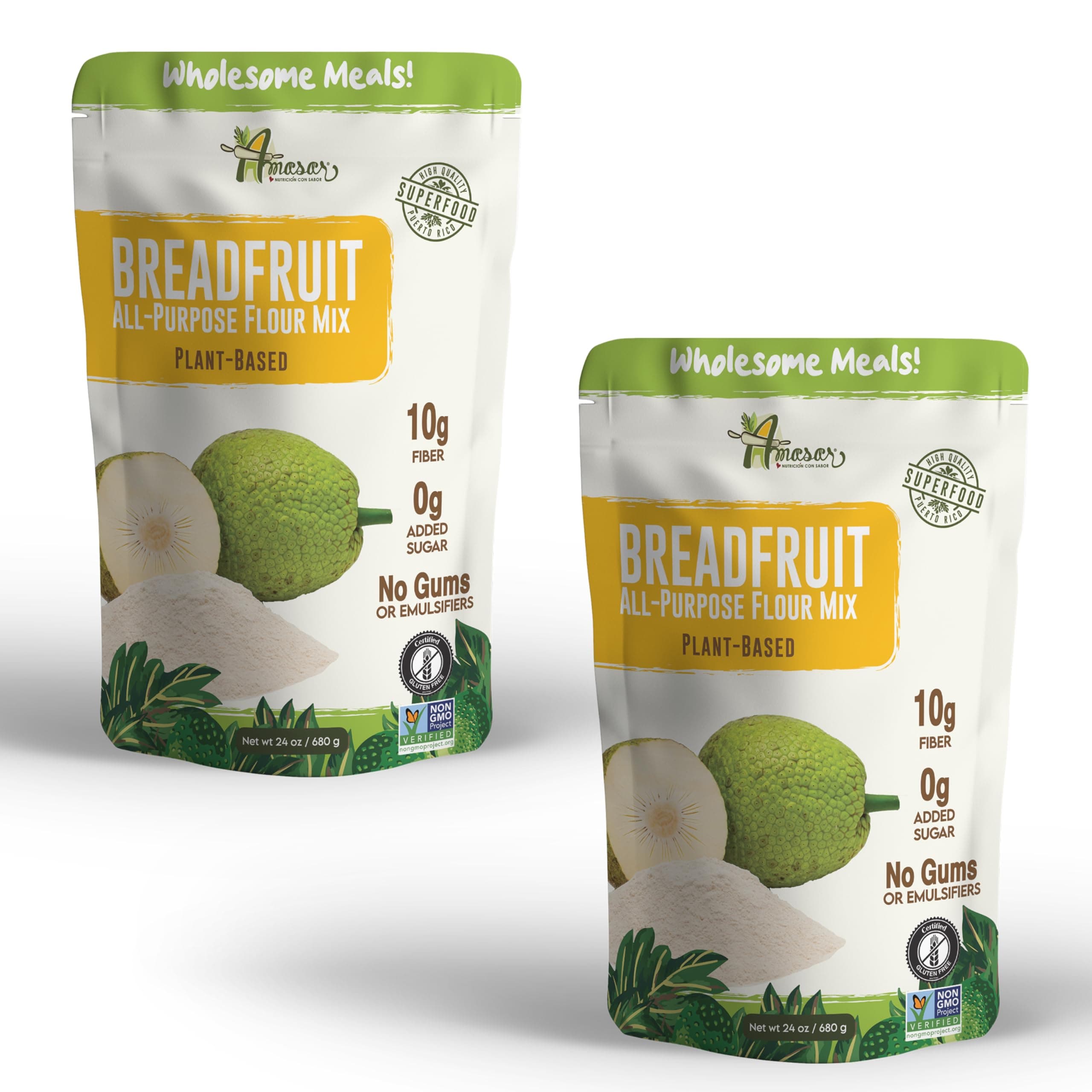 Amasar | All-Purpose Breadfruit Baking Mix | Gluten Free Made with Breadfruit & Cassava Flour | Plant Based All-Purpose Flour for Desserts & Dishes | 9g of Fiber per Serving, 24 Oz