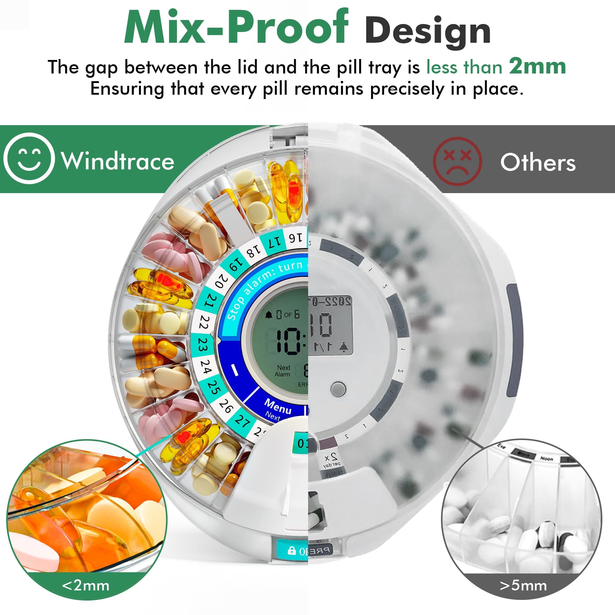 Upgraded Automatic Pill Dispenser for Elderly with Alarm: Smart Pill Dispenser Machine with 28-Slot, Mix-Proof Tech & XL LCD, Enhanced Durability for Daily Medicine Management