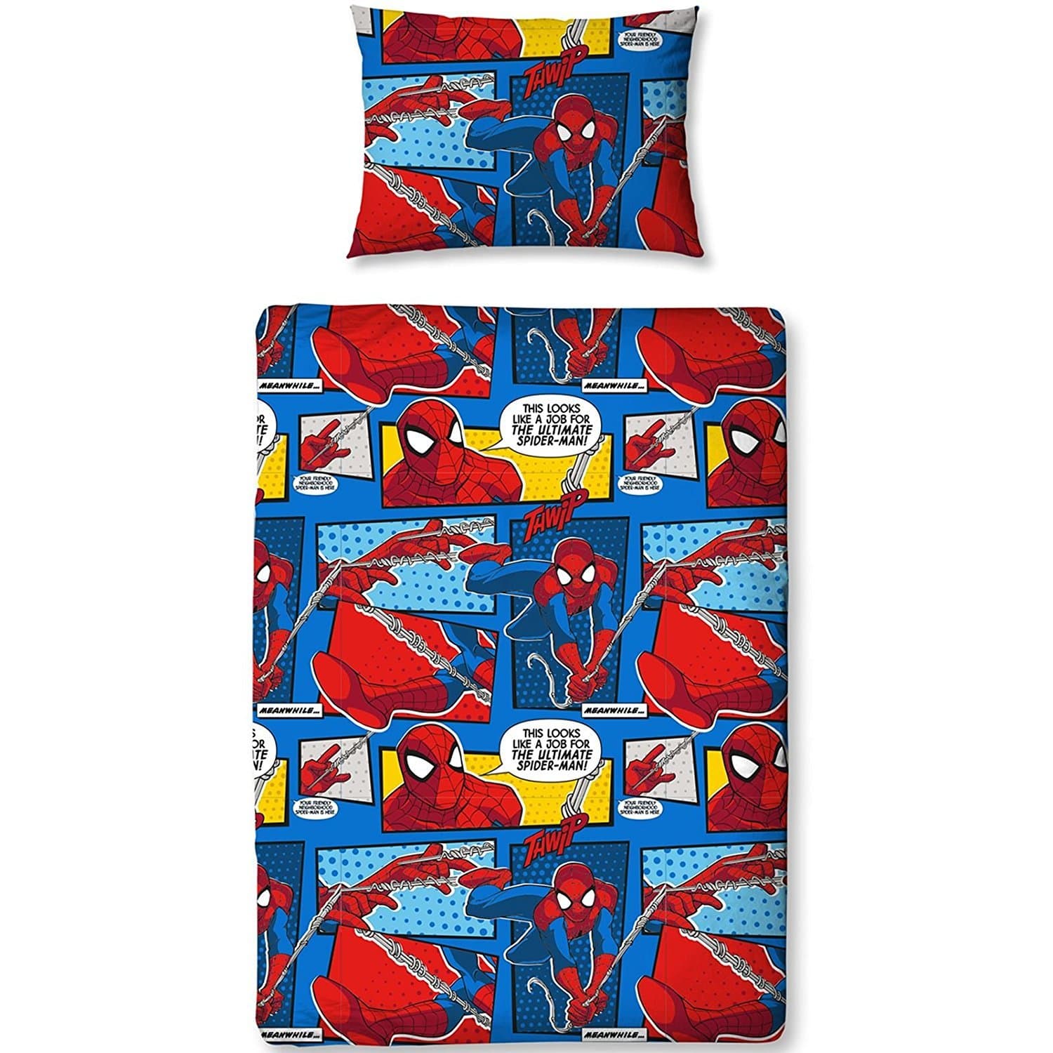 Spiderman Ultimate Webhead 4 In 1 Junior Rotary Bedding Bundle Set (Duvet + Pillow + Covers)