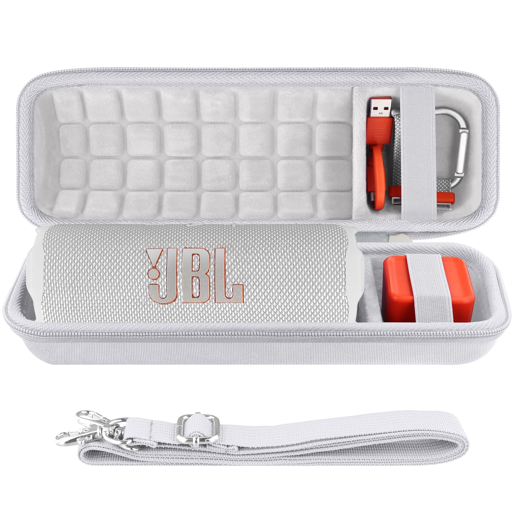 Hard Travel Case Replacement for JBL Flip 7 Flip 6 FLIP 5 Waterproof Portable Bluetooth Speaker (White Case)
