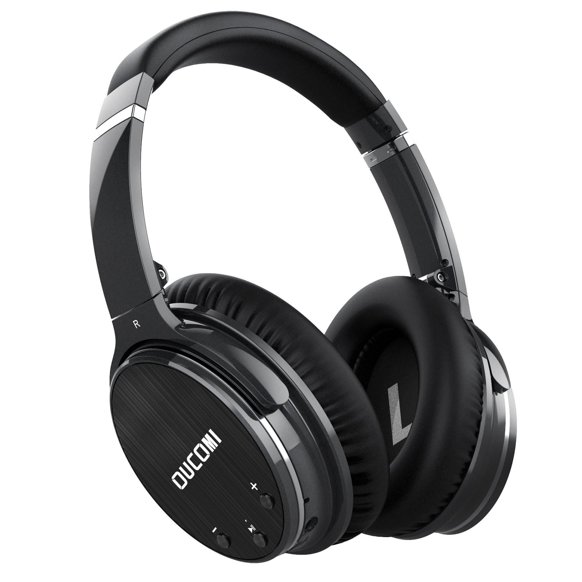 Active Noise Cancelling Bluetooth Headphones, OUCOMI L1 Over Ear Wireless Earphones Hi-Fi Stereo Foldable Deep Bass with Built-in Mic and Wired Mode for Cell Phones/PC/TV Black