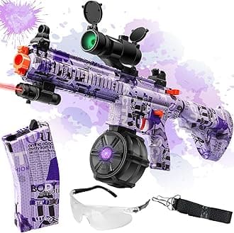 Large Gel Ball Blaster with Drum, Manual & Automatic Dual Mode Splatter Ball Blaster, for Outdoor Activities -Team Game, Purple