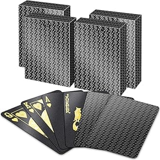 BIERDORF Waterproof Playing Cards - Durable Cool Plastic Deck of Cards - Standard Index Professional Poker Card - Vintage Casino Card Themed Games for Family or Adults - 4 Pack of Black Diamond Style