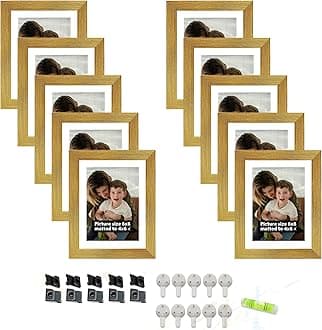 Art Street Individual Photo frames Set of 10, Picture Frame For Home Decoration, Living Room, Office Decoration (Gold, Size: 6x8 Inch)