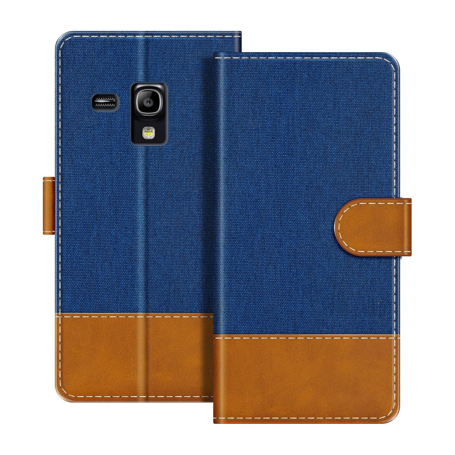 Leather Flip Wallet Case Compatible with Samsung Galaxy S3 Mini i8190 Phone Cover with Card Holders, RFID Blocking, Magnetic Closure & Kickstand (Blue)