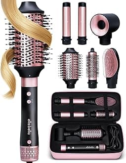 ELLA BELLA® 6 in 1 Professional Hot Air Styler • Powerful Hair Dryer & Straightener Set • Styling Without Heat Damage • Fast Drying Curling Volumizing Straightening • Includes Protective Travel Case