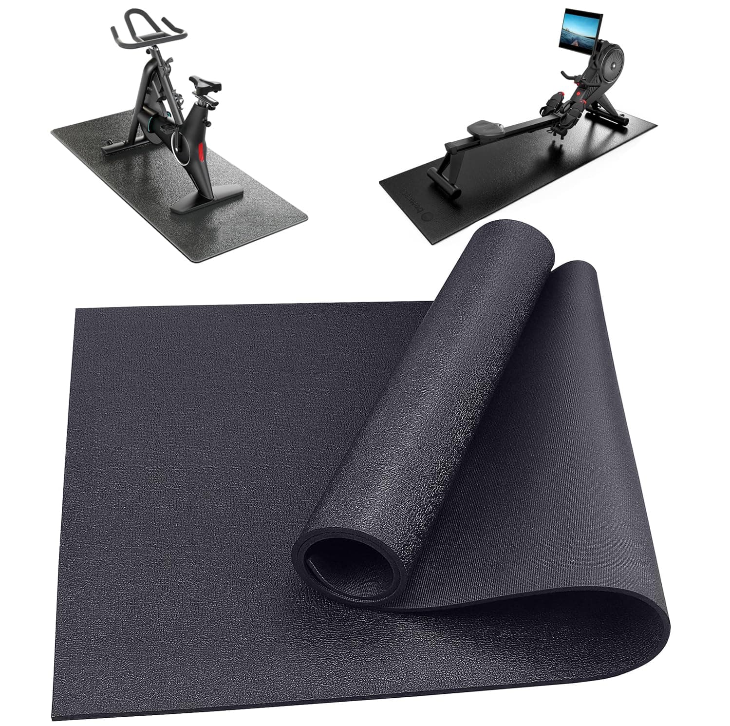 PROIRON Exercise Equipment Mat, Heavy-Duty Floor Protector Mat Non-slip for Exercise Bike, Weight Bench, Rowing Machine, Cross Trainer and Other Home Gym Equipment, Black