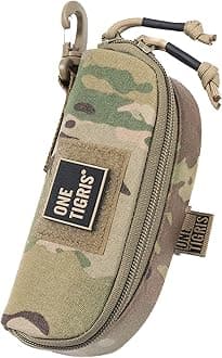 OneTigris Eyeglasses Hard Case Tactical Molle Zipper Sunglasses Carrying Case 1000D Nylon with Clip (Multicam)