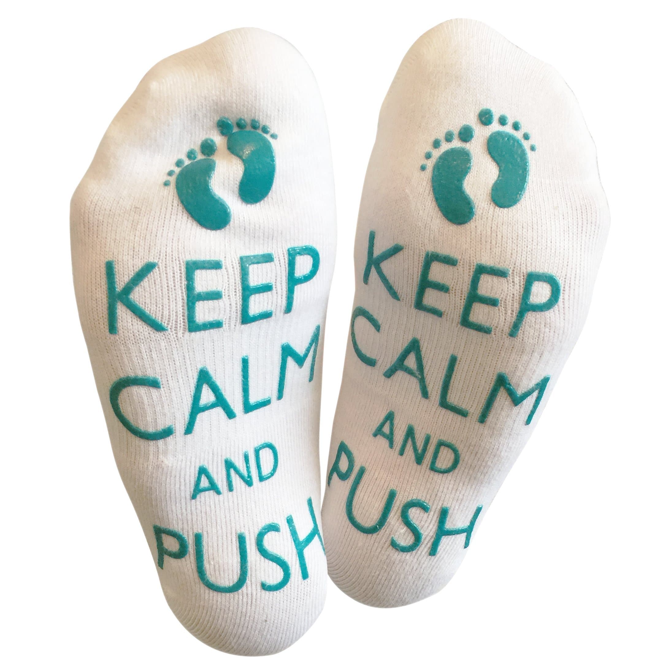 'Keep Calm And Push' Funny Maternity Socks For The Mummy To Be - Great