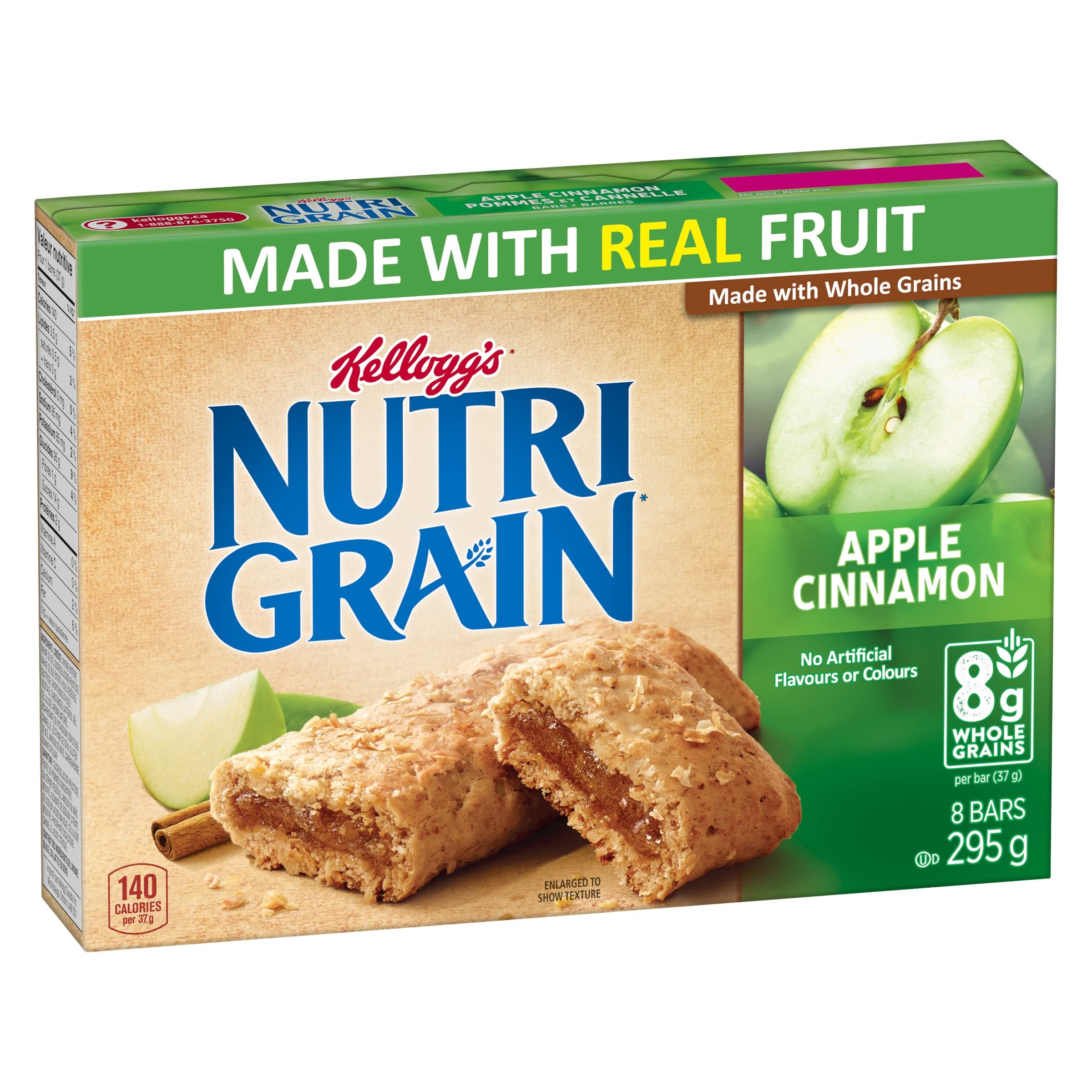 Nutri Grain Cereal Bars Apple Cinnamon, 8 Bars, 295g/10.4 oz., {Imported from Canada}