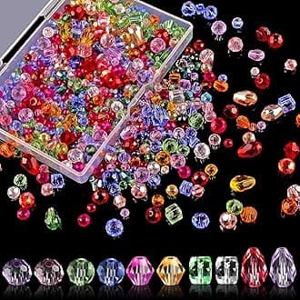 Crystal Beads, 600 Pcs Assorted Glass Beads for Jewelry Making, Rondelle Beads with Container Box, Mixed Color (4/6/8mm)