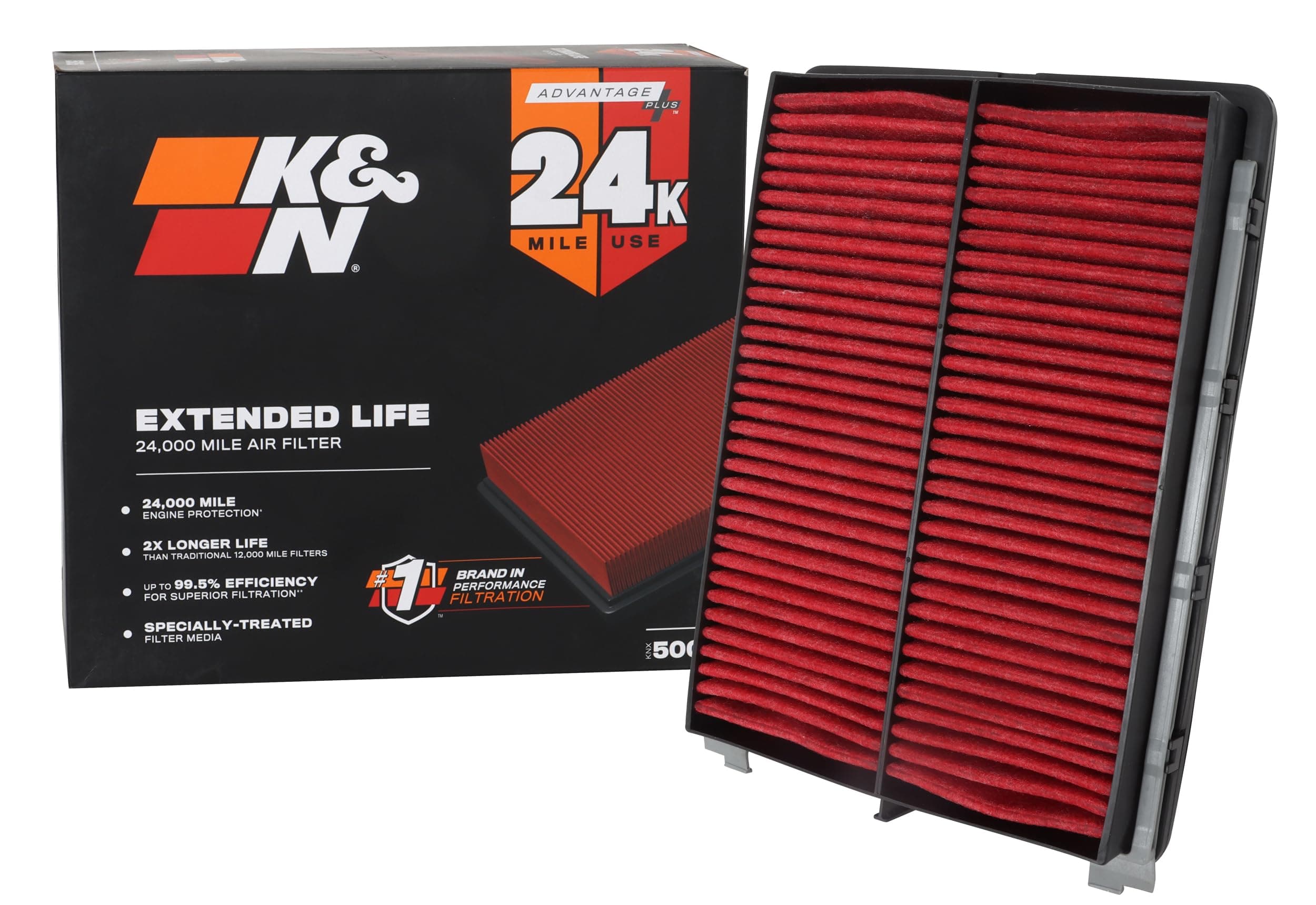 K&N Engine Air Filter: Extended Life 24,000 Mile Replacement Air Filter: Compatible with 2017-2018 HYUNDAI SANTA FE SPORT L4-2.4L F/I, KNX-5075