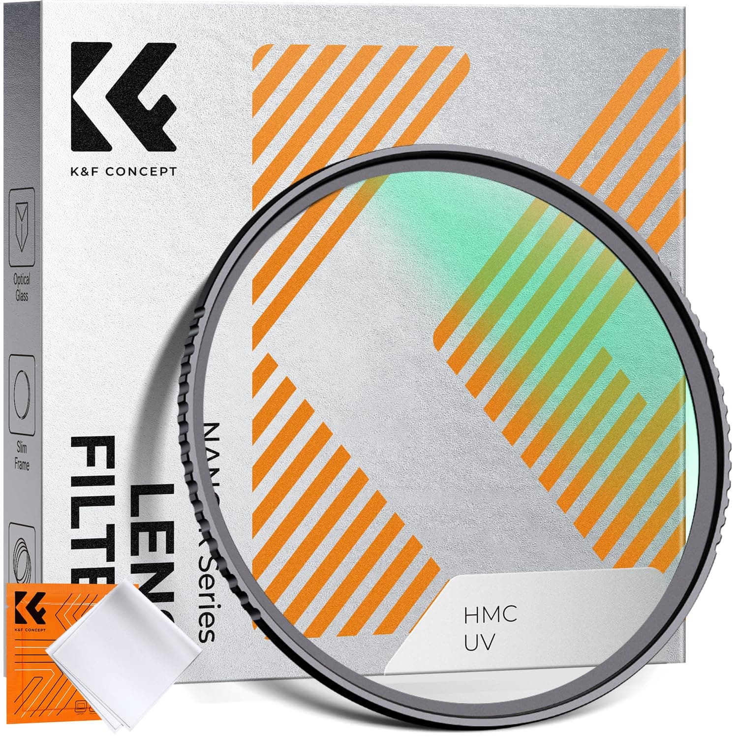 K&F CONCEPT 82mm MCUV Lens Protection Filter 18 Multi-Coated Camera Lens UV Filter Ultra Slim with Cleaning Cloth (K-Series)