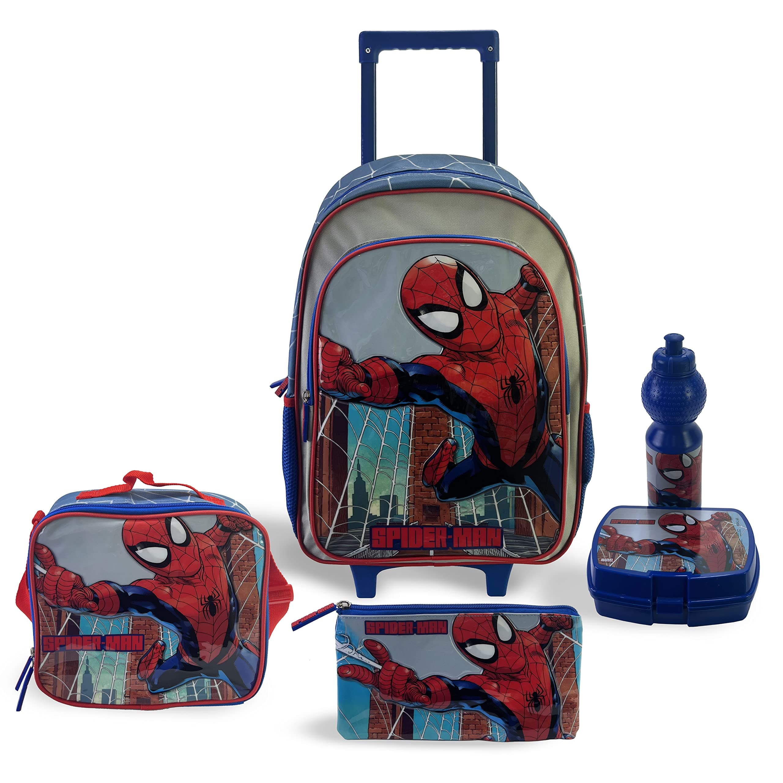 MarvelSpiderman Peter Parker 16" 5in1 Trolley BackPack Set, Multicolor, 18"