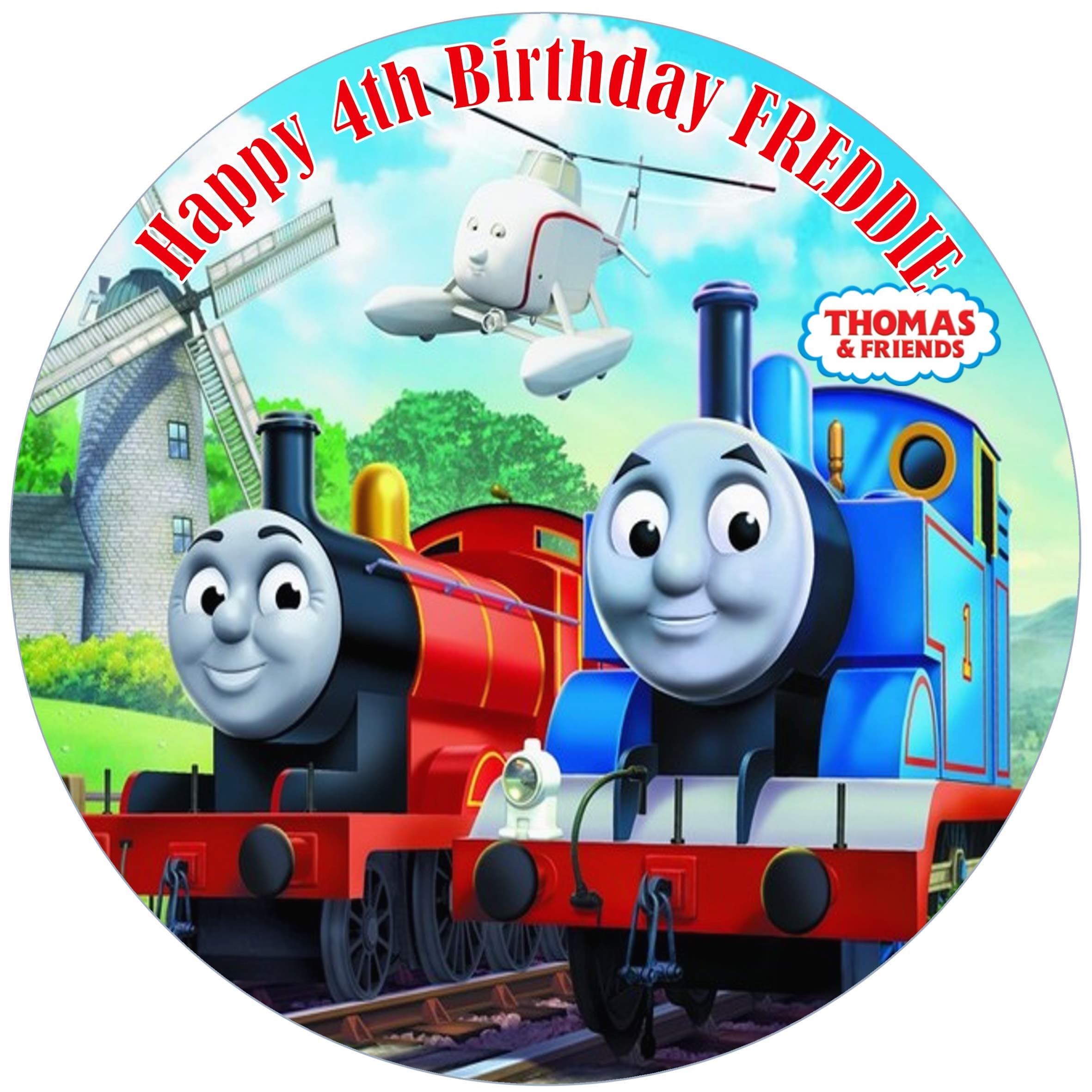 Thomas The Tank Engine Personalised Edible Cake Topper - 7.5" / 8" Available (7.5" Round)