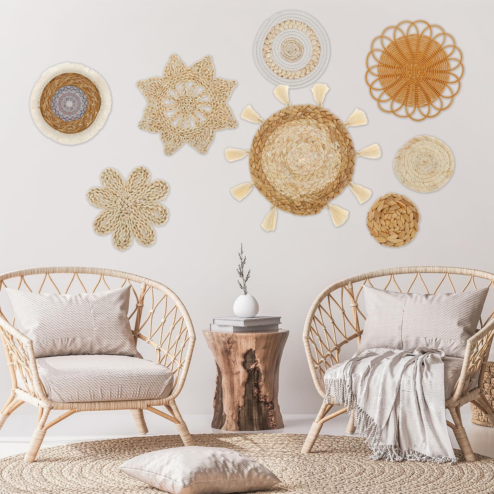 8 Pcs Boho Wall Bsket Decor