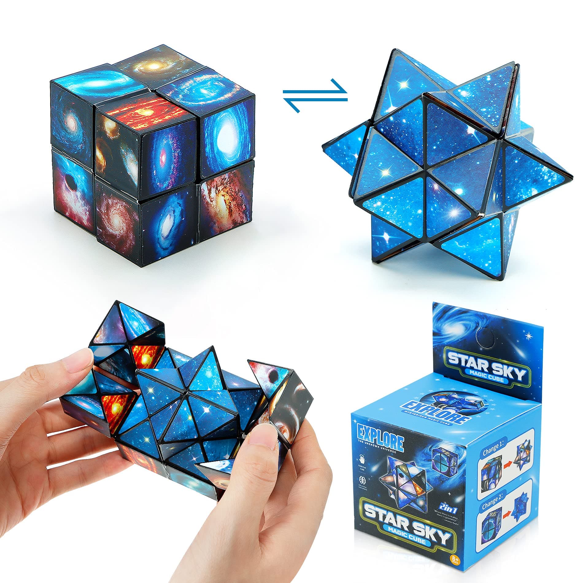 Star Cube, 2 in 1 Combo Infinity Cube Fidget Toy Magic Star Cube Smooth Surface Magic Cube Puzzle for Kids and Adults to Stress and Anxiety Relief Mini Preschool Toys