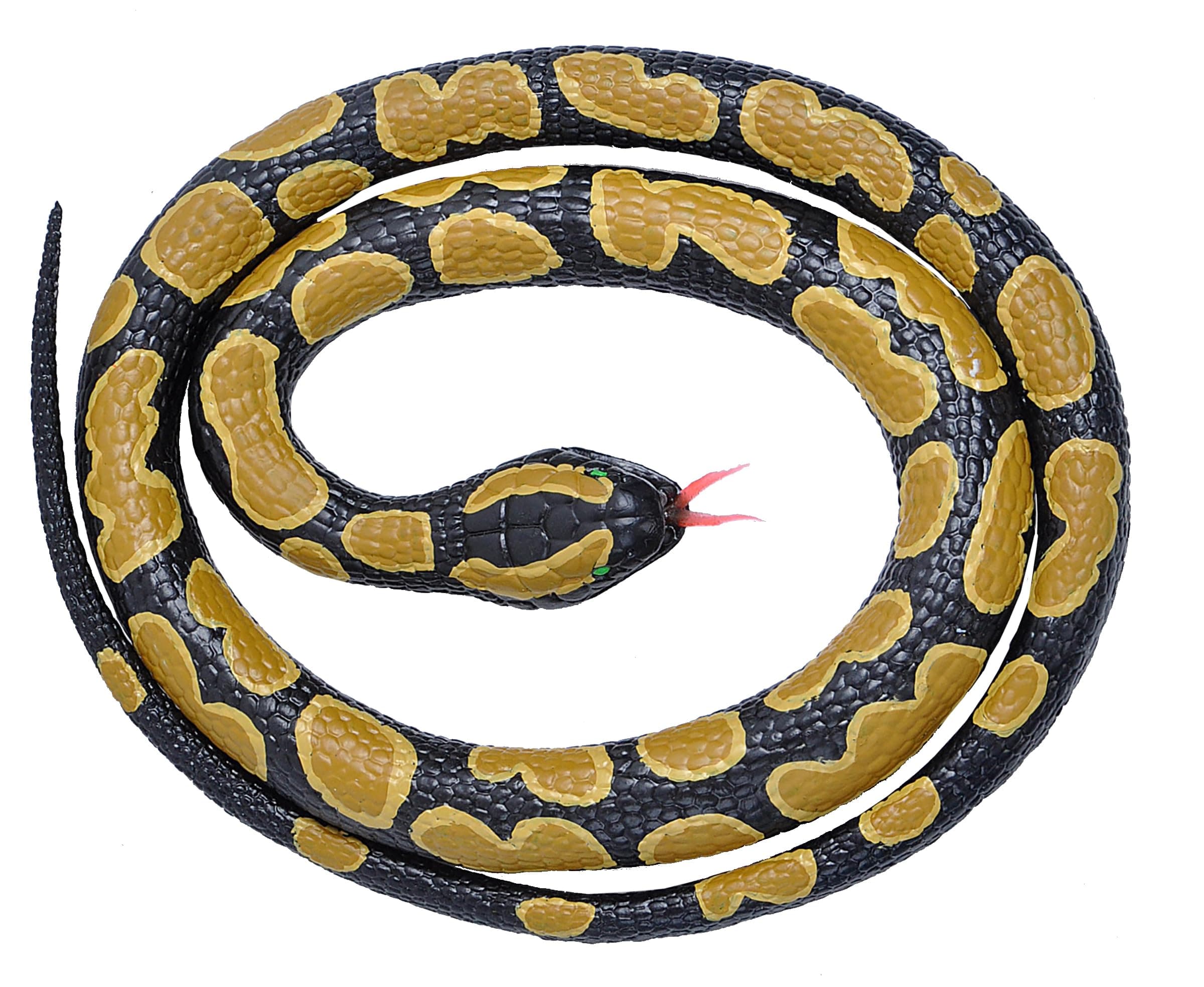 Wild Republic 20775 Rubber Snake Small Ball Python 117 cm, Black, Yellow