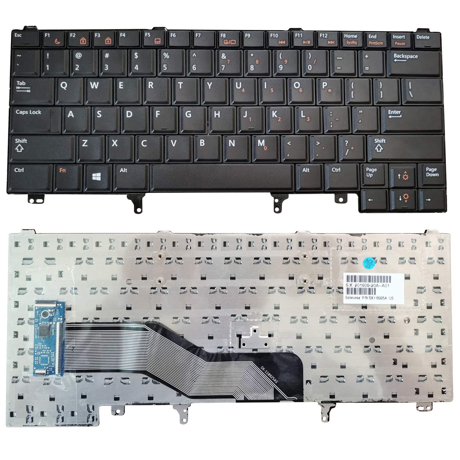 US Layout Replacement Keyboard Without Backlit Compatible with Dell Latitude E5420 E5430 E6220 E6320 E6330 E6420 E6430 E6440 Series (Without Pointer Stick)