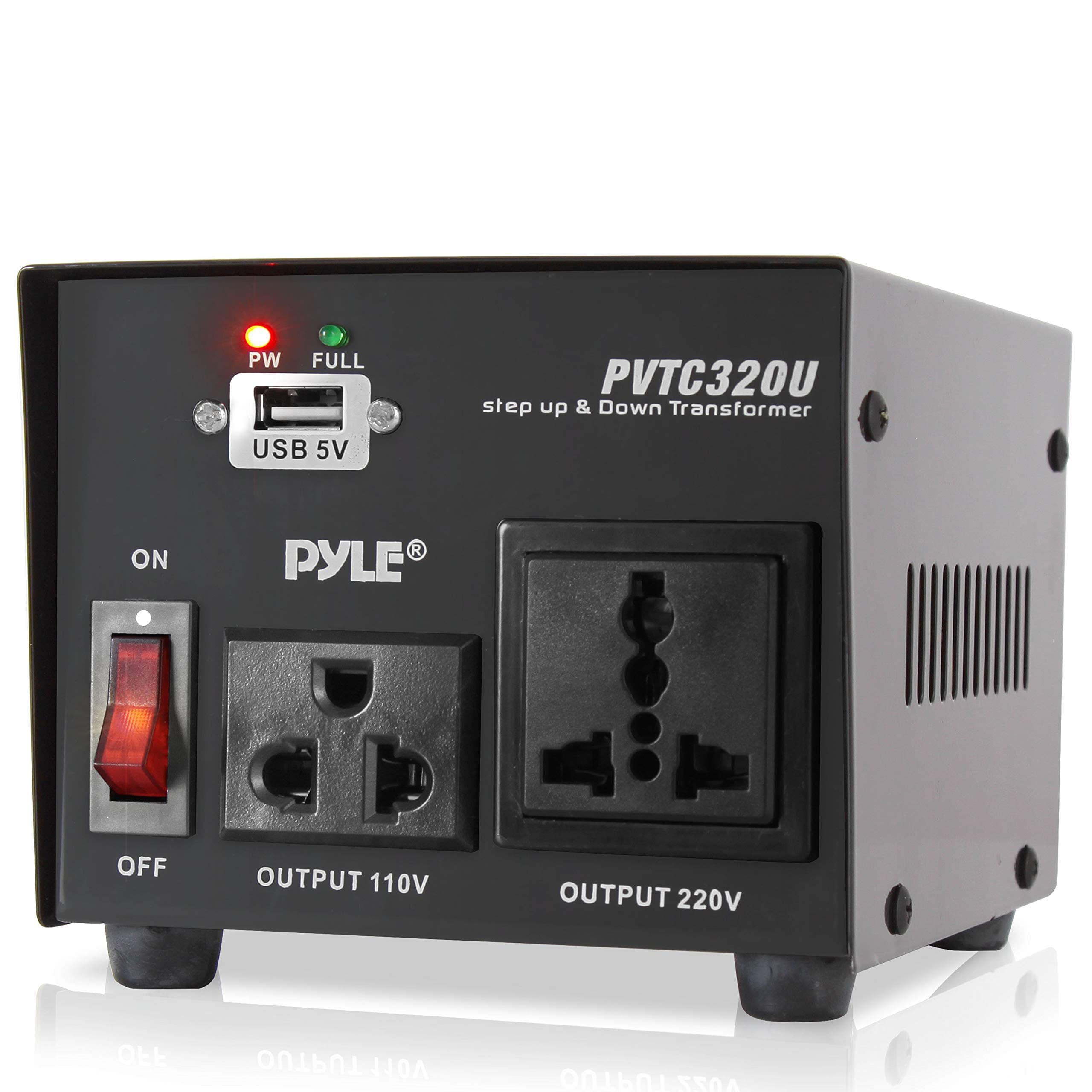 Pyle Step Up and Down Converter - 500 Watt Voltage Converter Transformer w/USB Charging Port, UK Power Adapter, AC 110/120 to 220/240 Volt Vice Versa, 110V/120V/220V/240V Input Voltage-PVTC320U