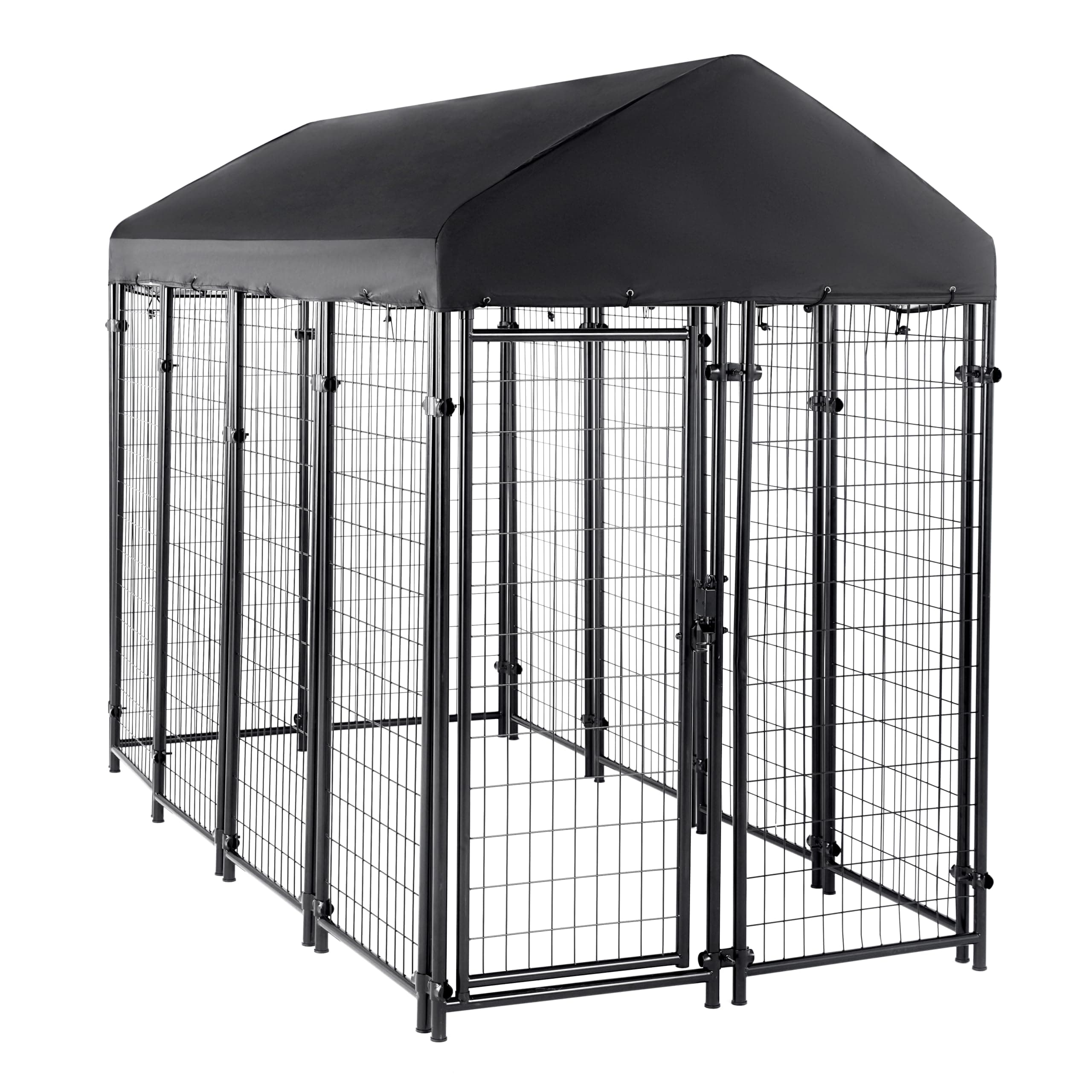 Amazon Basics - Welded Rectangular Outdoor Secure Wire Crate Kennel for Cat, Dog Large, Black, 102 x 48 x 72 inches