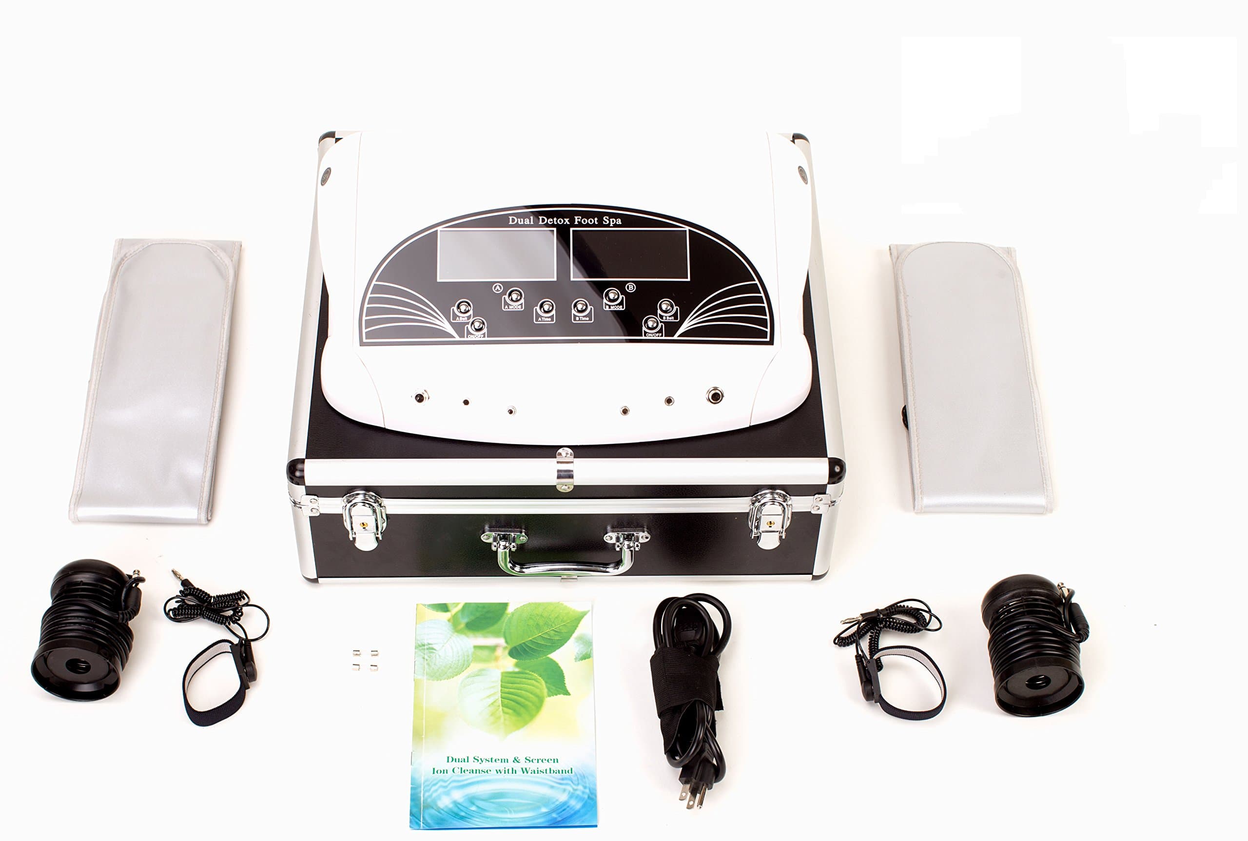Oileus Dual User Ionic Detox Foot Bath Spa Machine Multi-Mode System Cell Cleanse System with Travel Suitcase Far Infrared Belts & Colored LCD