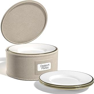 Sorbus China Storage Containers – Dinnerware Organizer for Salad Plates with Lid (Holds Service for 12) with Felt Protectors – 8.5" x 5.5"