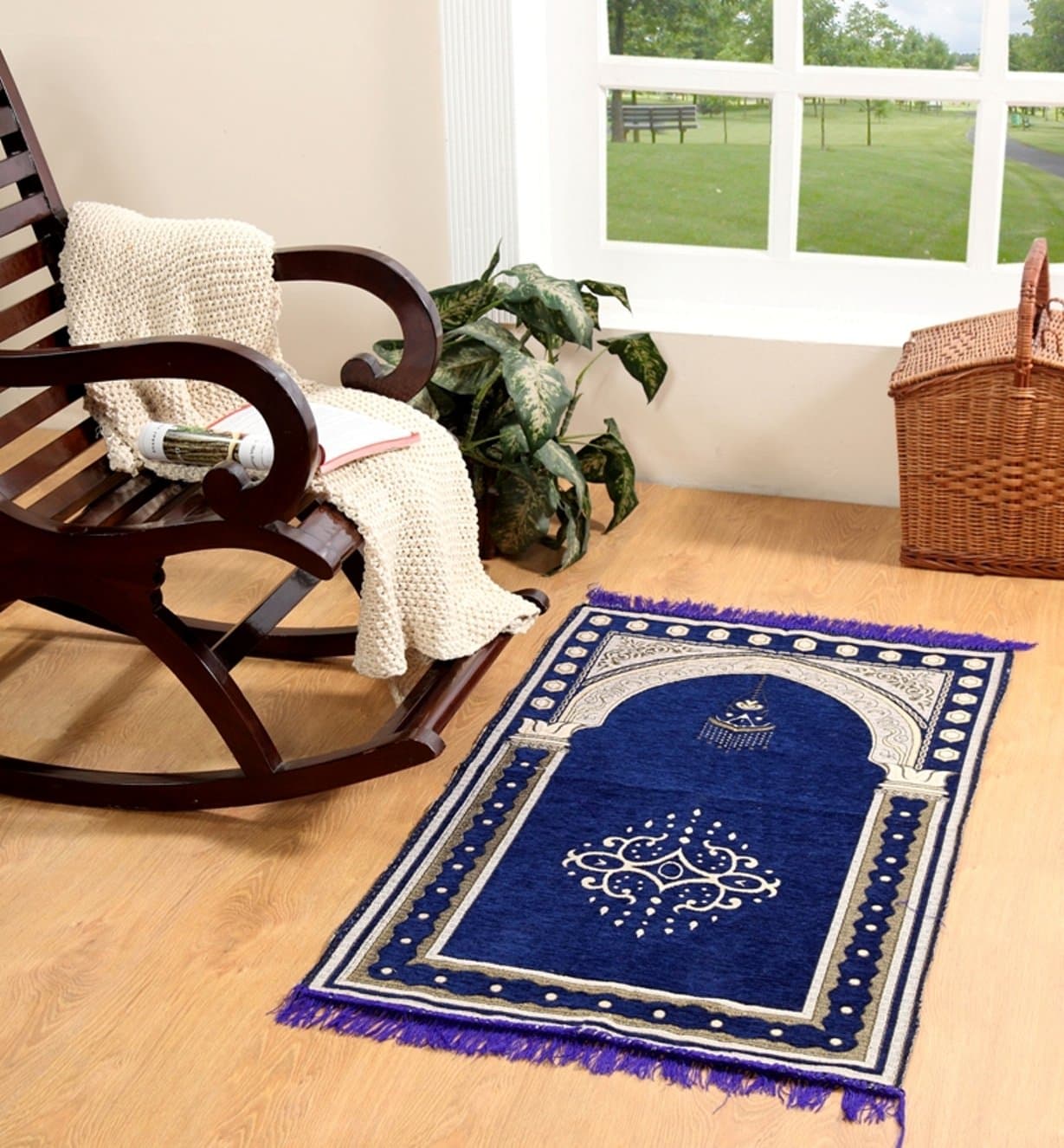 Chennile Blue Janamaz/Prayer Mat (46''x 27'')