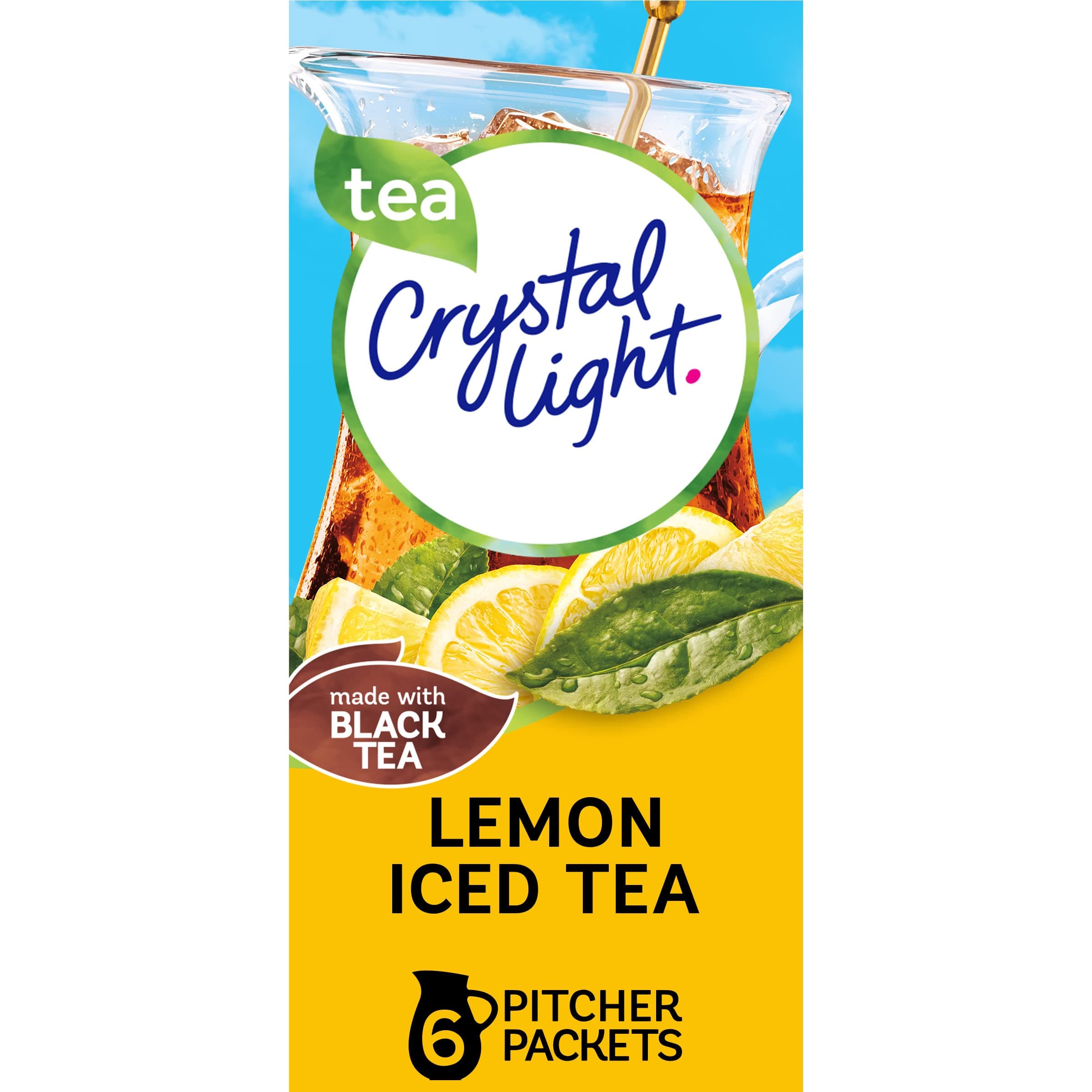 Drink Mix, Lemon Iced Tea, Pitcher Packets, 6 Count (Pack of 12 Canisters)