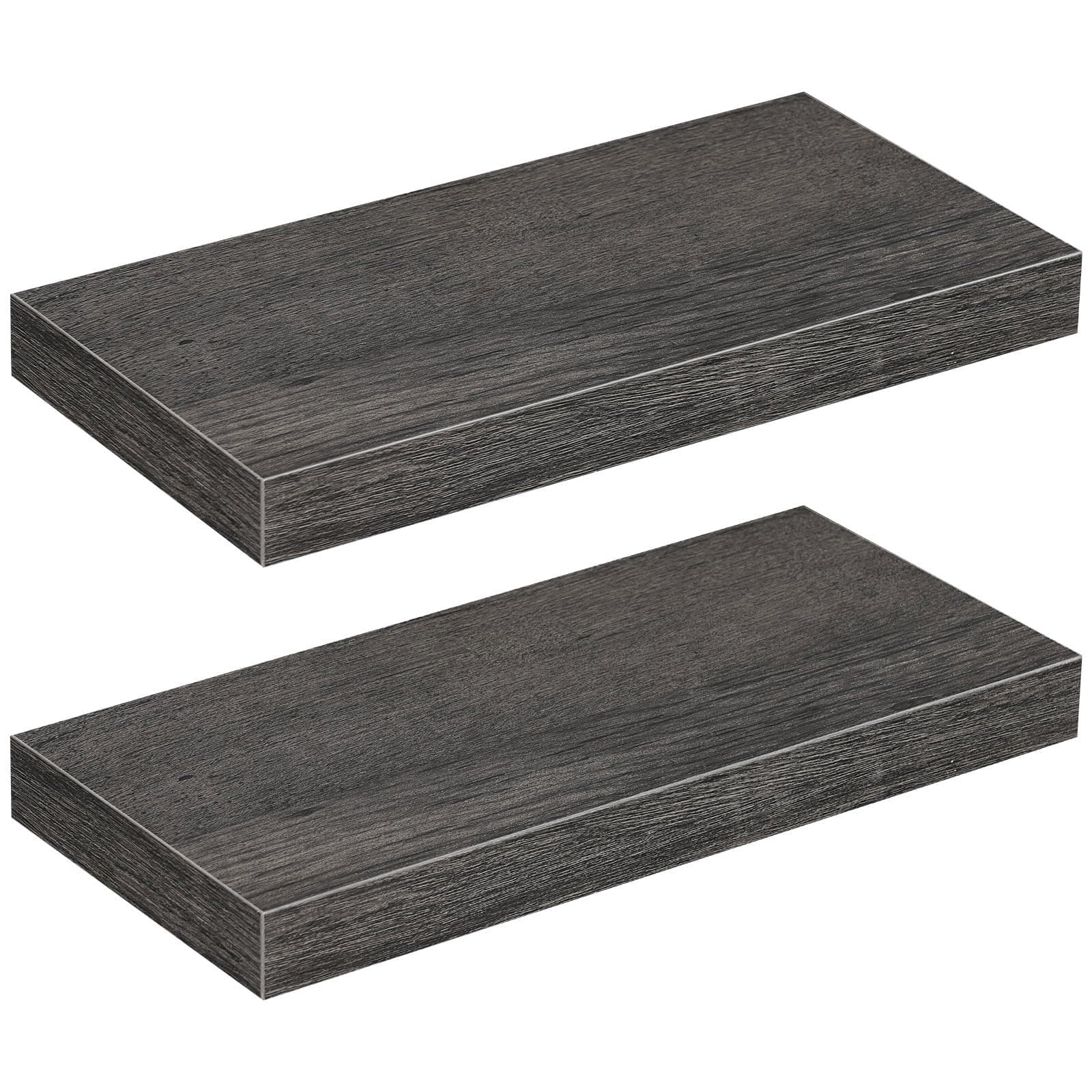 HOOBRO Floating Shelves for Wall, Wall Mounted Shelf Set of 2, 15.7" Hanging Shelf with Invisible Brackets, for Wall in Bathroom, Bedroom, Toilet, Kitchen, Living Room, Office, Charcoal Gray BC40BJ01