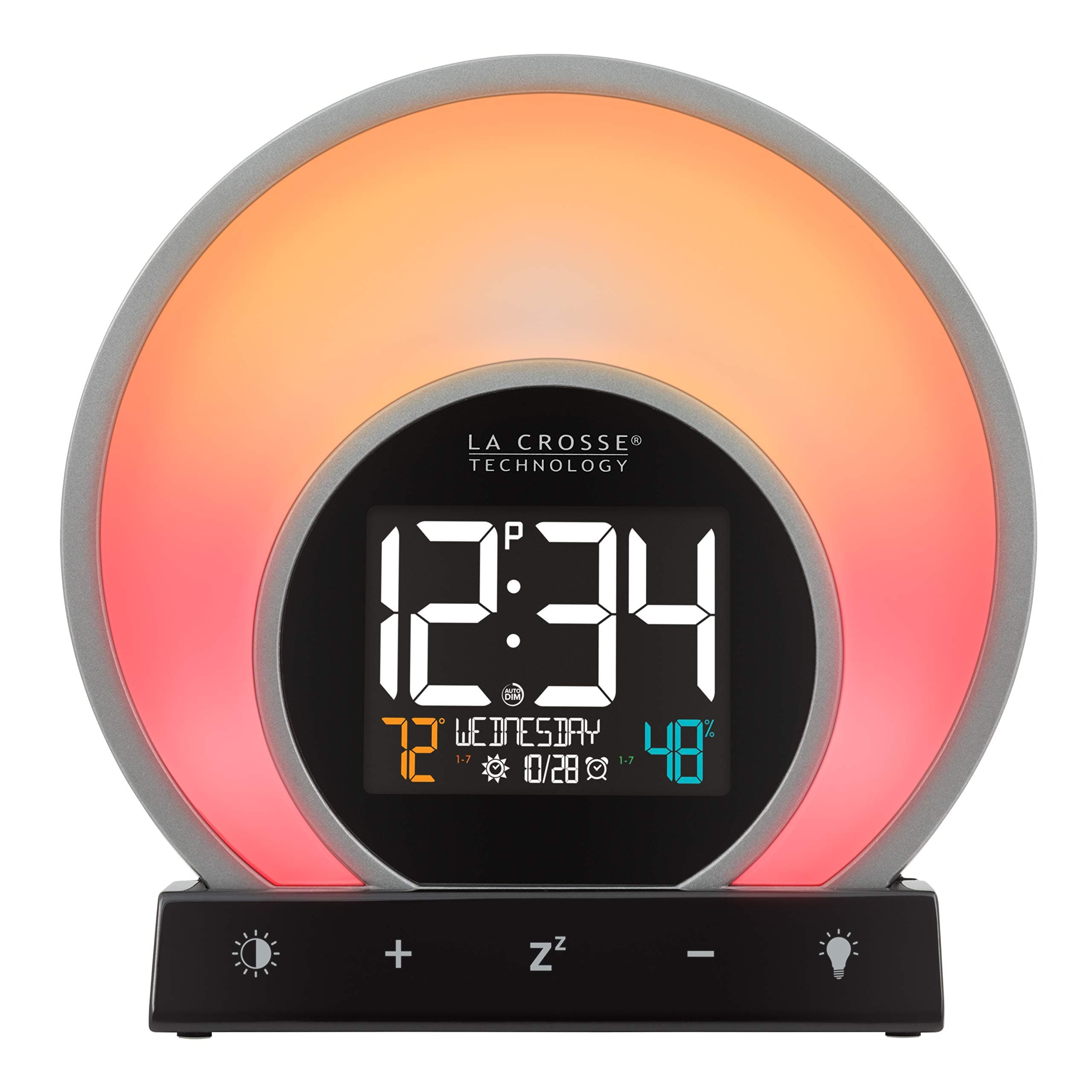 La Crosse Technology Soluna C79141 Mood Light Alarm Clock with Temperature & Humidity, Black, 6.81" L x 2.69" W x 6.71" H