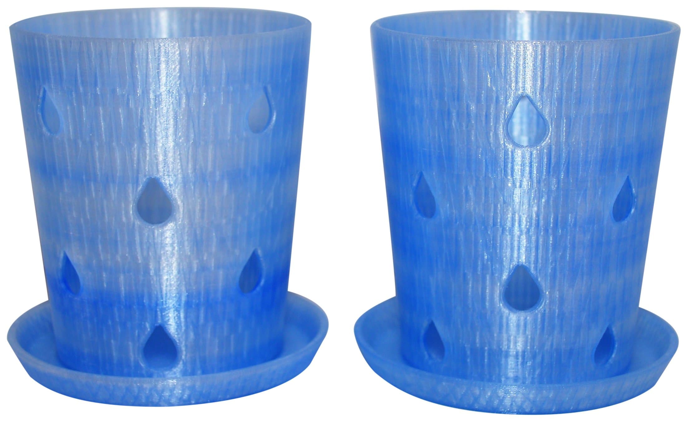 HD PRINTABLES 2 Pack Orchid Pots and Tray, Translucent Light Blue, 3.5"