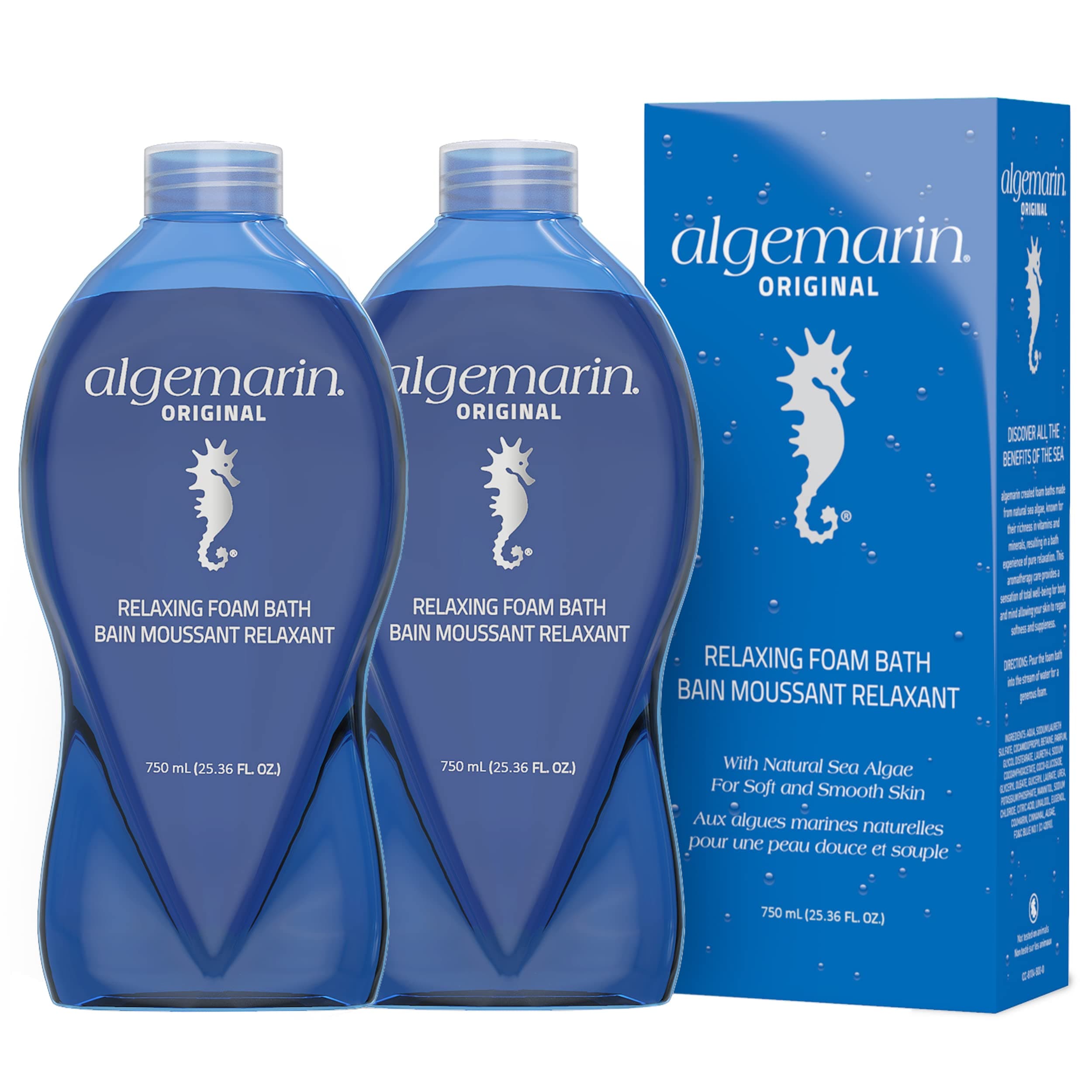 AlgemarinOriginal Scent Foam Bath – European Sea Algae Aromatherapy (2-Pack, 750 ml)