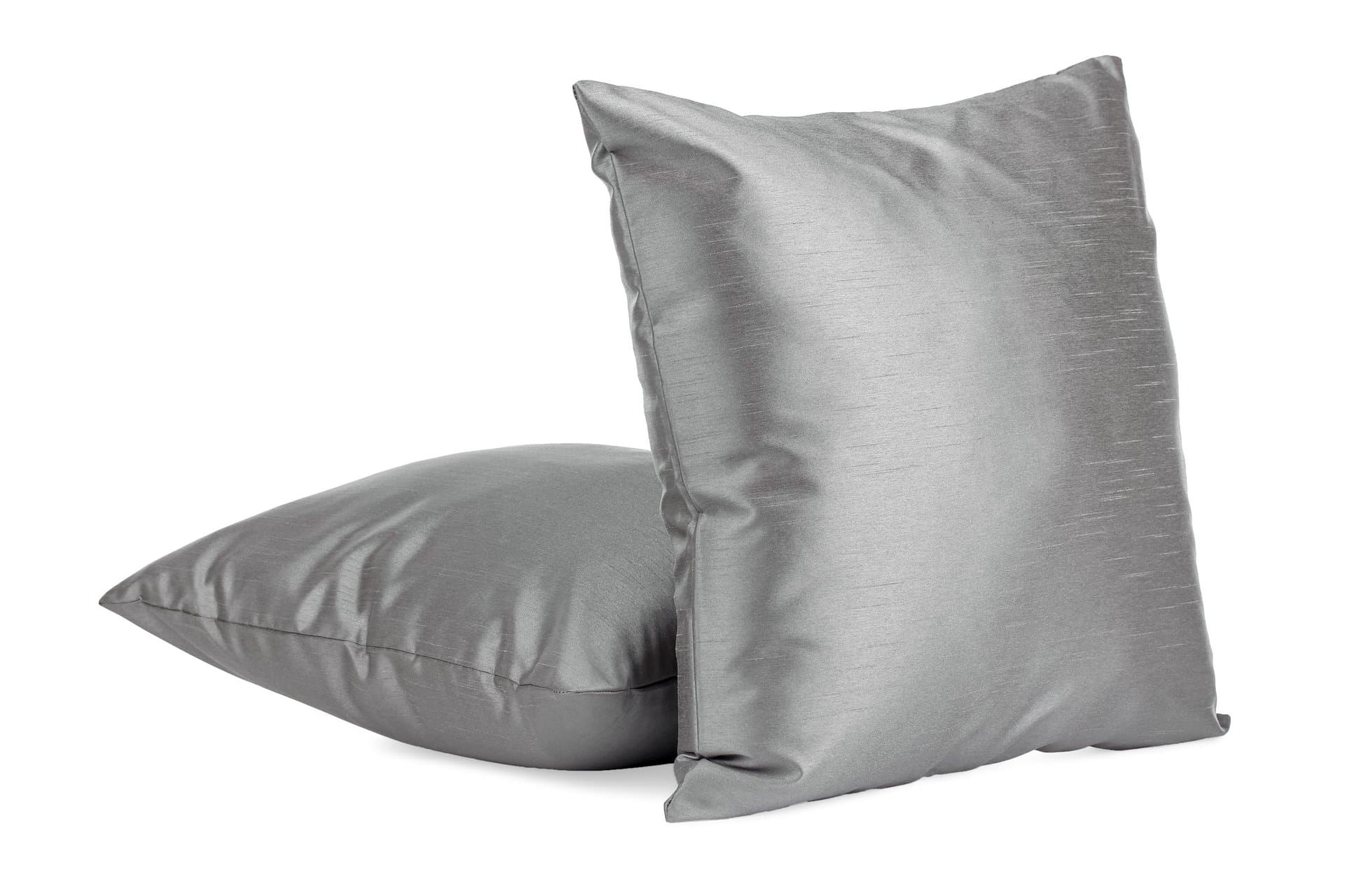 2-Piece Solid Color 22" X 22" Faux Silk Square Decorative Pillow Cover, Zipper Closure - Platinum Grey