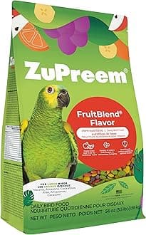 ZuPreem FruitBlend Bird Pellets, Daily Bird Food for Amazon, Cockatoo, Macaw, Core Nutrition for Large Birds, Made in USA, Pellets for Large Birds, Macaw Food (L, 3.5 lbs)