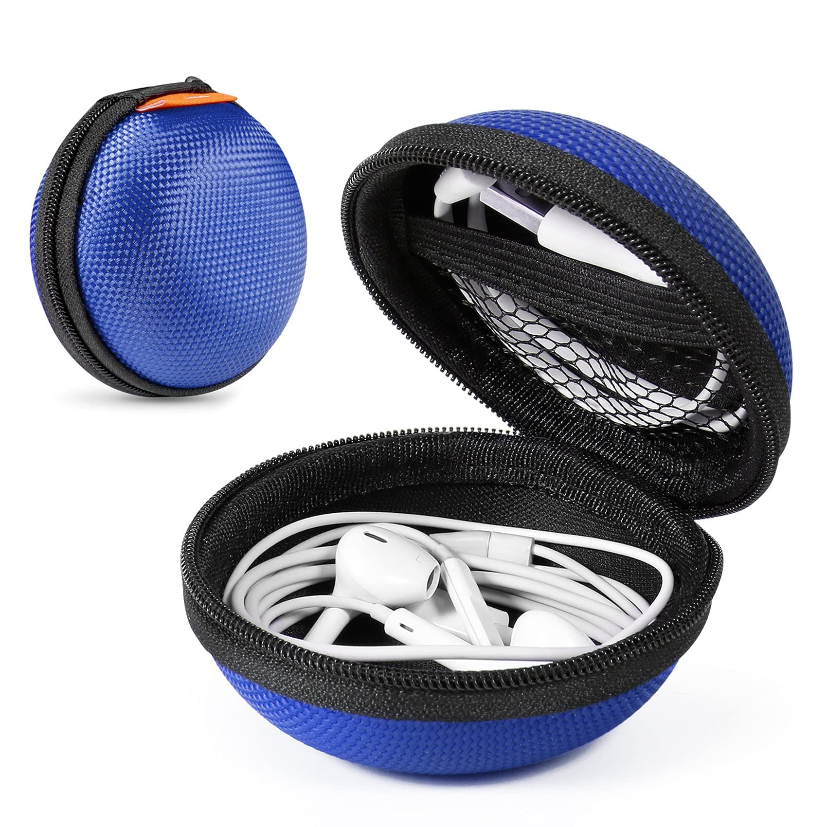 GLCON 2 Packs Hard Earphone Case Headphone Organizer - Shockproof Mini Earbud Carrying Case for AirPods - High Protection Small EVA Storage Pouch Bluetooth Earpiece Bag - Lightweight Coin Purse (Blue)