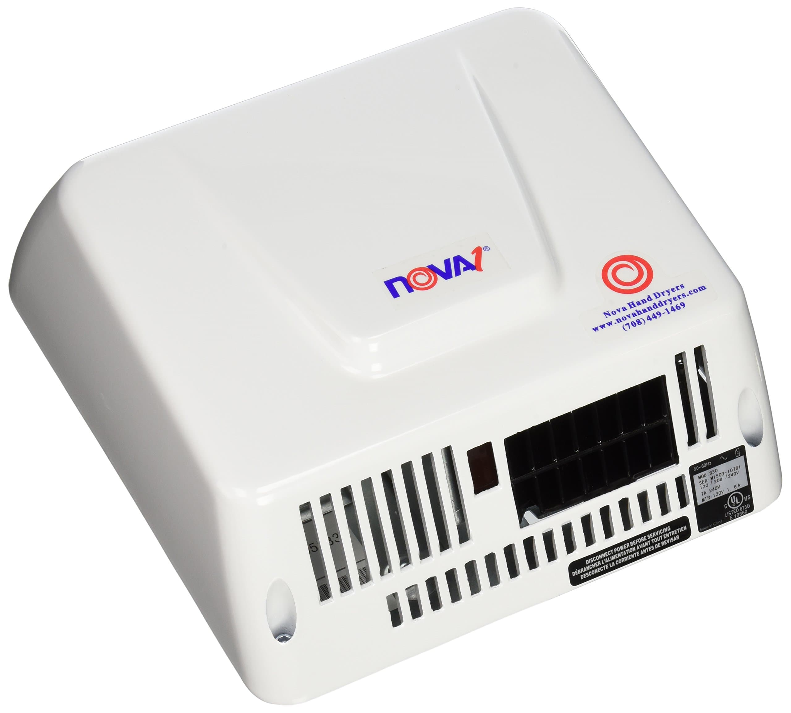 83000000 0830 NOVA 1 Economical Surface Mounted ADA Hand Dryer, Universal Voltage110-120V/208-240V, Aluminum Cover, White