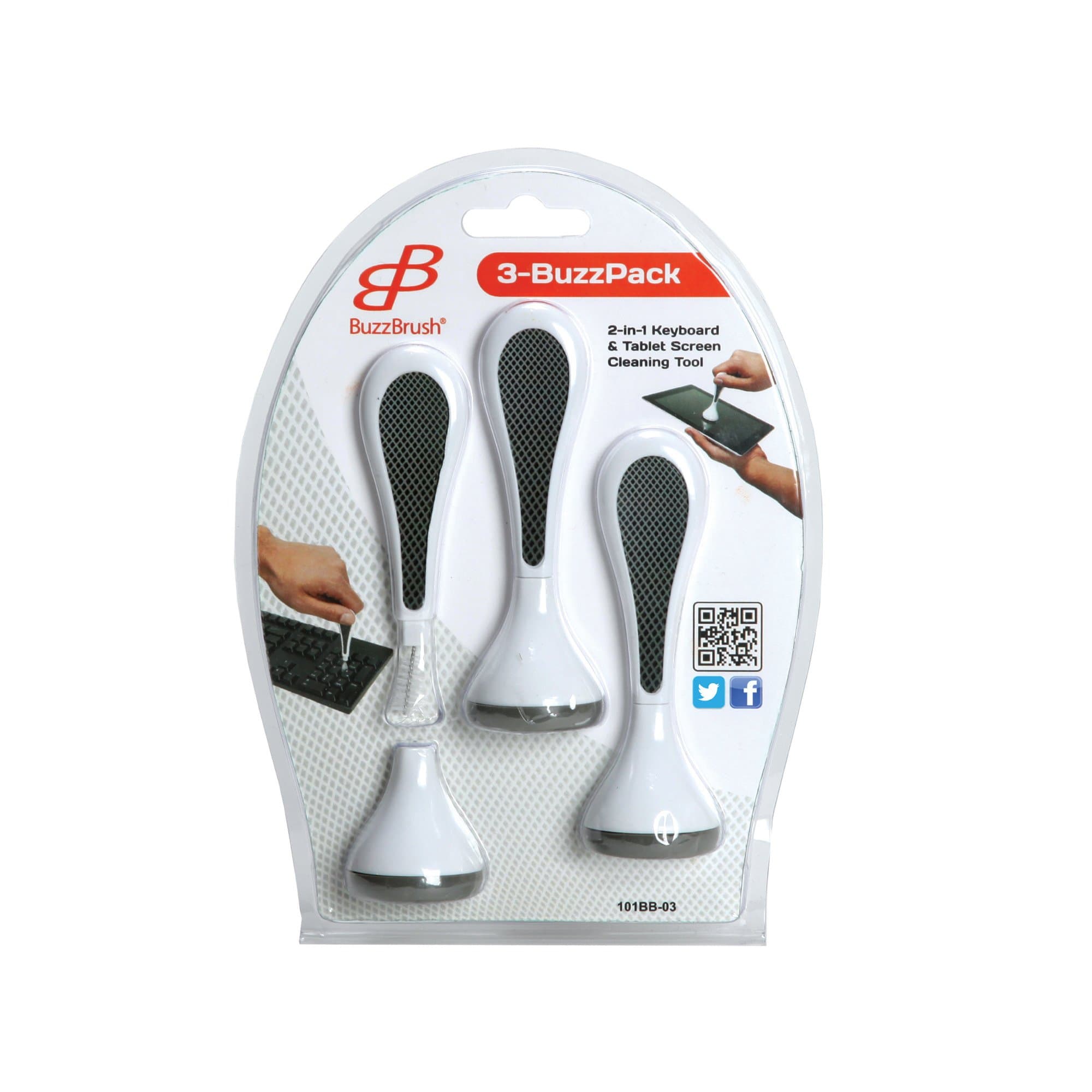 Buzz Brush 3-Pack Cleaning Kit for Keyboards and LCD Screens - White (101BB-03)