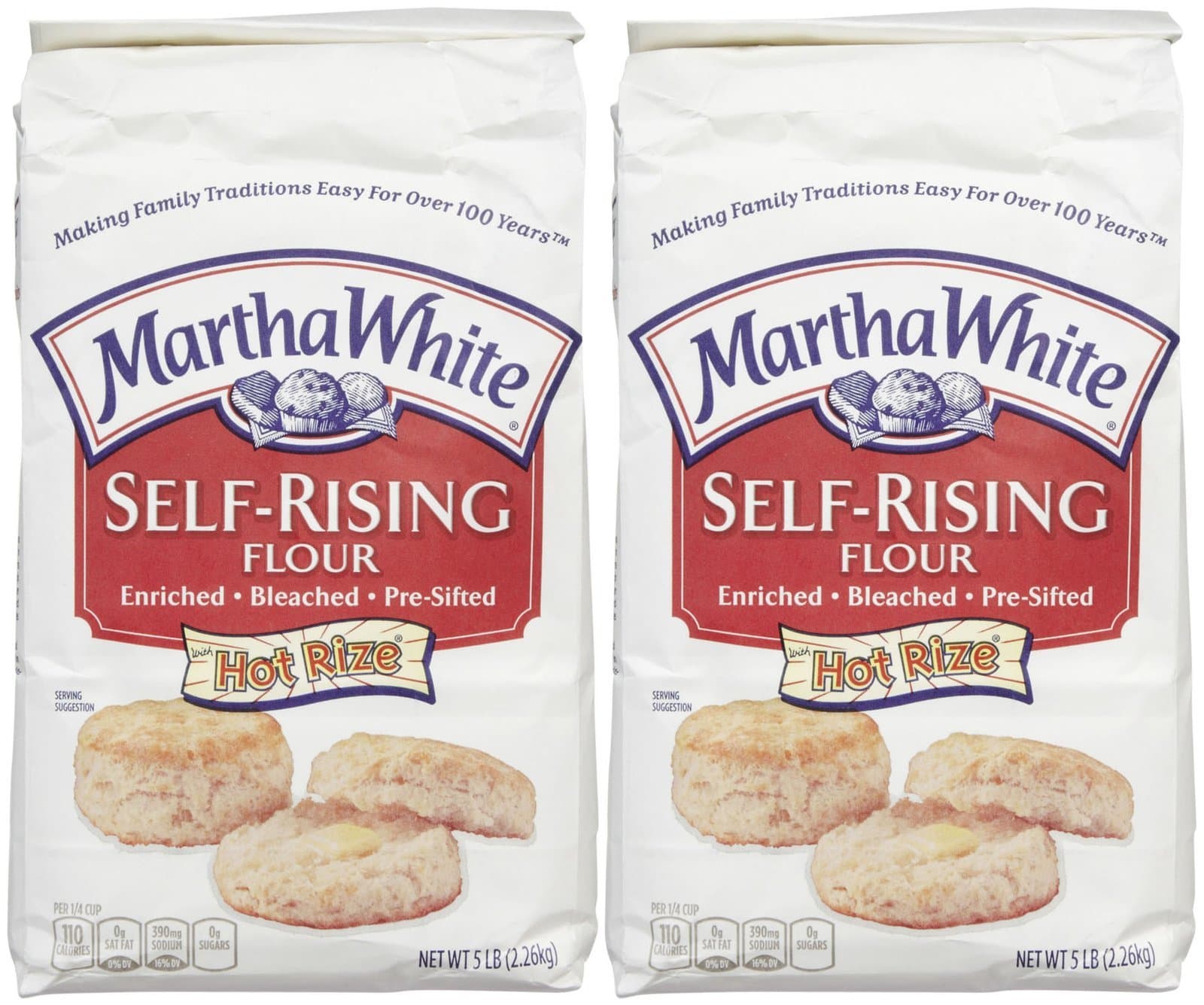Martha White Self Rising Bleached Flour, 80 oz, 2 pk