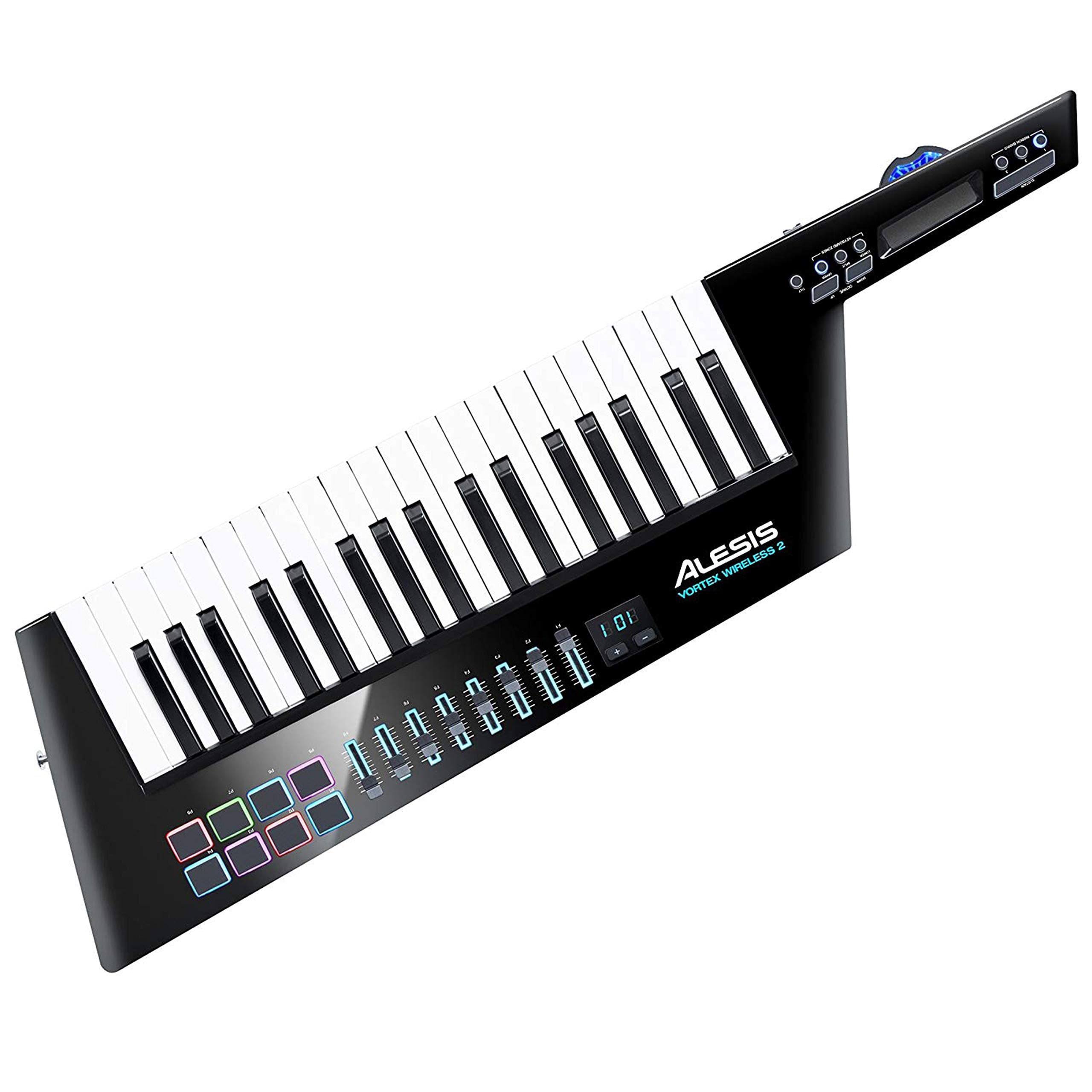 Alesis Vortex Wireless 2 - High-Performance USB/MIDI Wireless Keytar Controller with Professional Software Suite Including ProTools First, Black, VORTEXWIRELESS2, Vortex Wireless II
